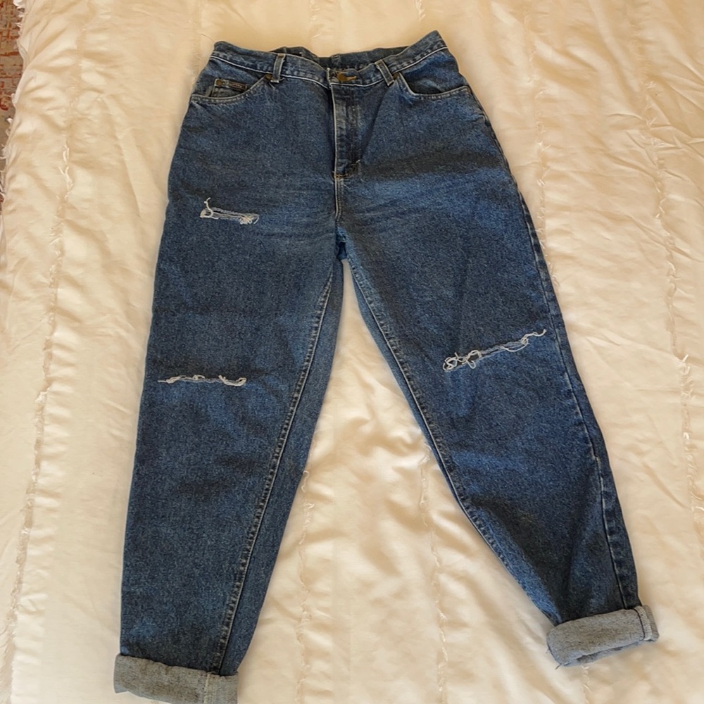 Distressed Riders Mom Jeans